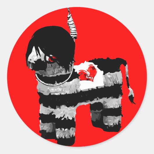 emo piñata runder aufkleber (Vorderseite)