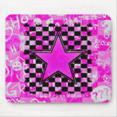 Emo Pink Graffiti Star Schachbretts Mousepad (Vorne)