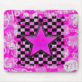 Emo Pink Graffiti Star Schachbretts Mousepad