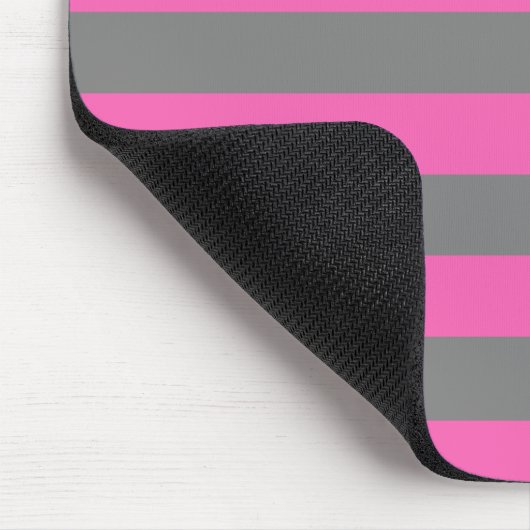 Emo Pink & Grau Streifen Mousepad (Ecke)