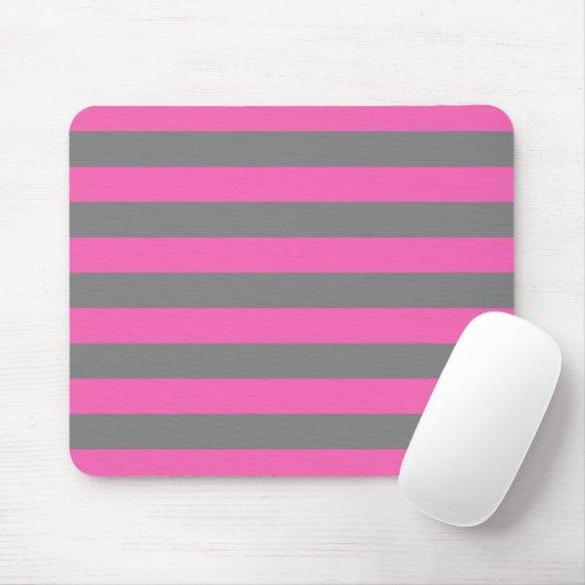 Emo Pink & Grau Streifen Mousepad (Mit Mouse)