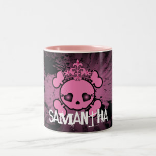 EMO Pink Skull Crossbones Girly Coffee Tasse Cup