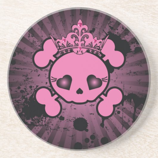EMO Pink Skull Crossbones Girly Pirate Untersetzer (Vorne)