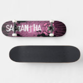 EMO Pink Skull Crossbones Old School Skateboard (Horizontal)