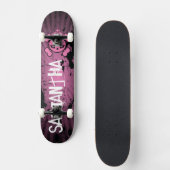 EMO Pink Skull Crossbones Old School Skateboard (Vorderseite)