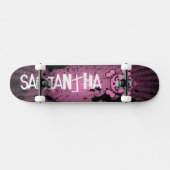EMO Pink Skull Crossbones Old School Skateboard (Horizontal)