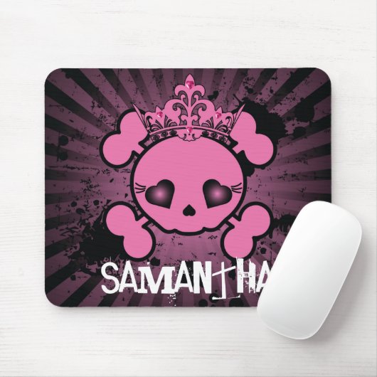 EMO Pink Skull Crossbones Personalisiert Mousepad (Mit Mouse)