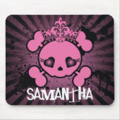 EMO Pink Skull Crossbones Personalisiert Mousepad (Vorne)