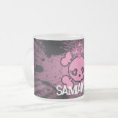 EMO Pink Skull Girl Mattiert Glass Coffee Tasse Cu (Vorderseite Links)