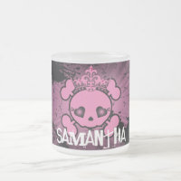 EMO Pink Skull Girl Mattiert Glass Coffee Tasse Cu