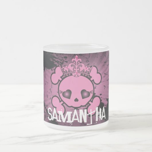 EMO Pink Skull Girl Mattiert Glass Coffee Tasse Cu (Mittel)