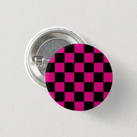 Emo Pink und Black Checkerboard Button (Vorne & Hinten)
