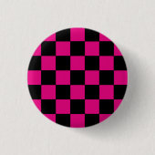 Emo Pink und Black Checkerboard Button (Vorderseite)