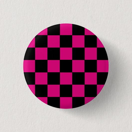 Emo Pink und Black Checkerboard Button (Vorderseite)