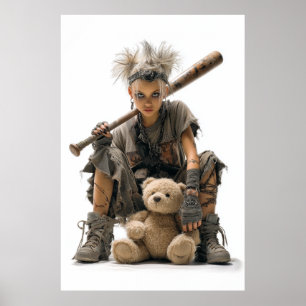 Emo-Punk-Mädchen im postapokalyptischen Stil Poster