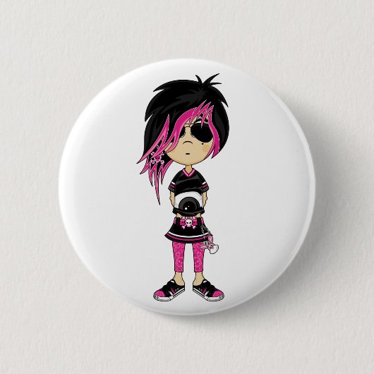 Emo Punkmädchen-Abzeichen Button (Vorderseite)