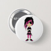 Emo Punkmädchen-Abzeichen Button (Vorne & Hinten)