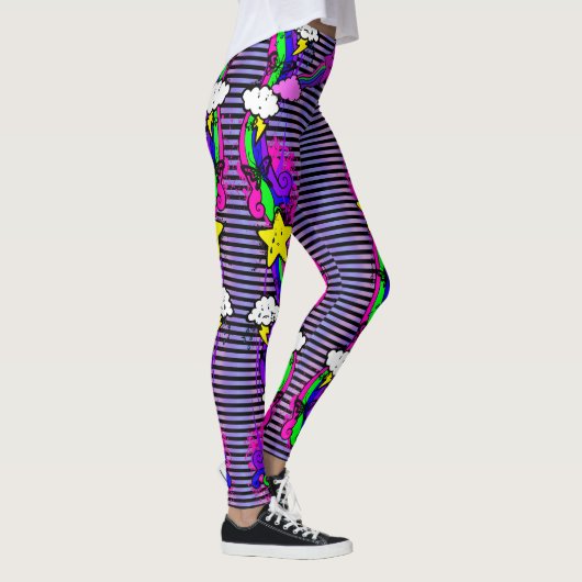 Emo Rainbow Cry Cloud Strichen Leggings (Rechts)