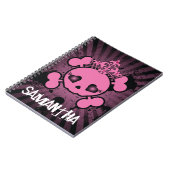 EMO rosa Schädel-Knochen-Girly gewundenes Notizblock (Linke Seite)