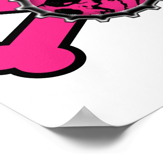 Emo rosa Schädelfleckenkappe Rosa Querknochen Poster (Ecke)