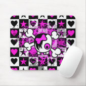 Emo Scene Cartoon Girl Skull Mousepad (Mit Mouse)