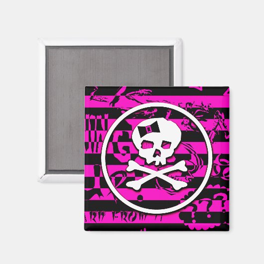 Emo Scene Skull & Bones Magnet (Vorderseite/Rückseite)