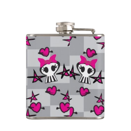 Emo Schädel-Muster Flachmann (Rückseite)