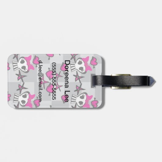 Emo Schädel-Muster Gepäckanhänger (Rückseite horizontal)