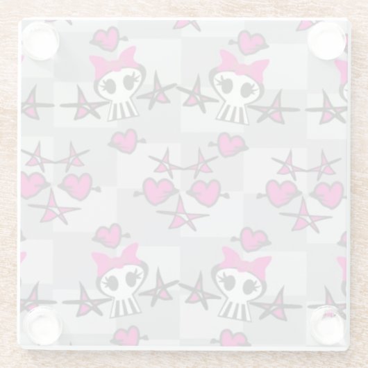 Emo Schädel-Muster Glasuntersetzer (Rückseite)