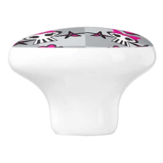 Emo Schädel-Muster Keramikknauf (Seitenansicht)