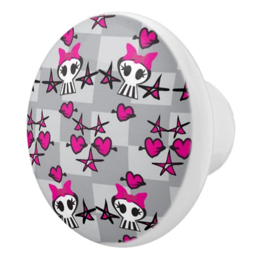 Emo Schädel-Muster Keramikknauf (Rechts)