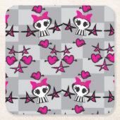 Emo Schädel-Muster Rechteckiger Pappuntersetzer (Vorderseite)