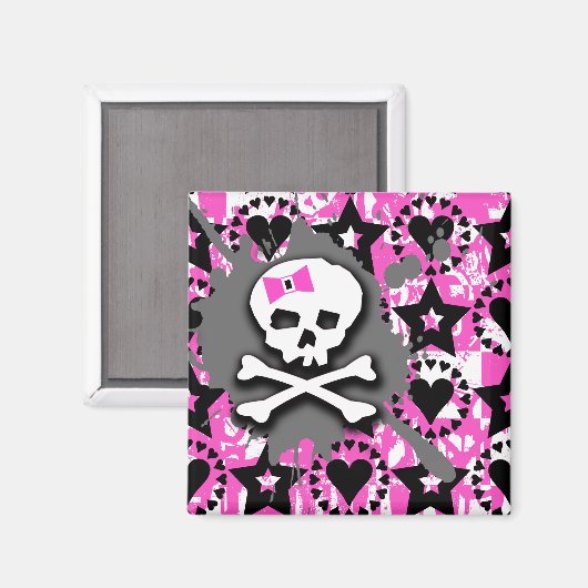 Emo Skull & Bones Magnet (Vorderseite/Rückseite)
