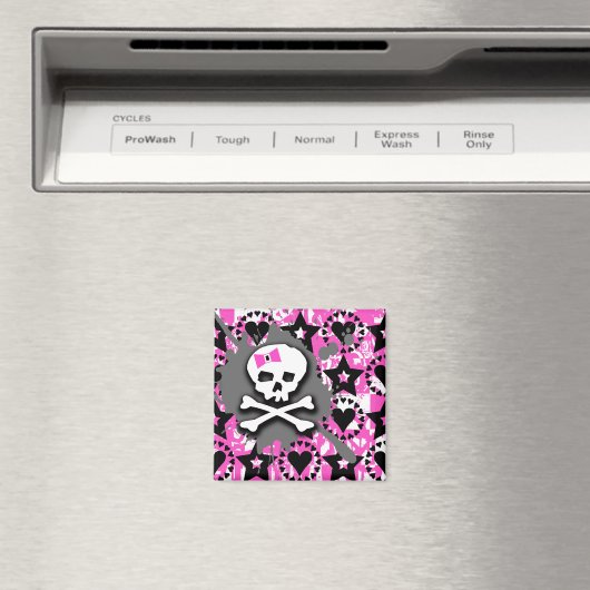 Emo Skull & Bones Magnet (In Situ (Geschirrspüler))