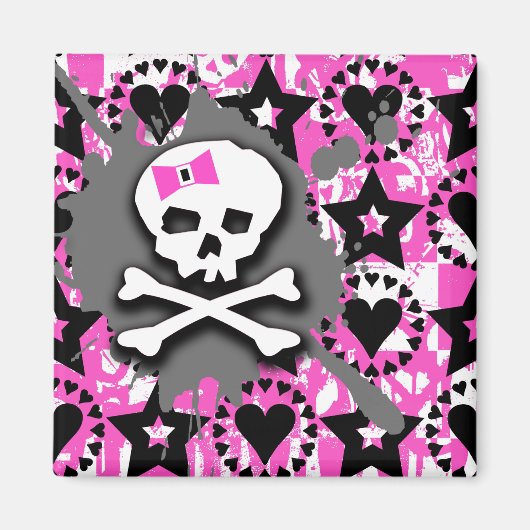 Emo Skull & Bones Magnet (Vorne)