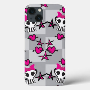 Emo Skulls Pattern iPhone 13 Hülle