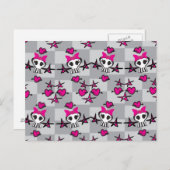 Emo Skulls Pattern Postkarte (Vorne/Hinten)