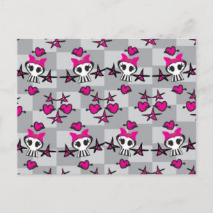 Emo Skulls Pattern Postkarte