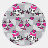 Emo Skulls Pattern Runder Aufkleber (Vorderseite)