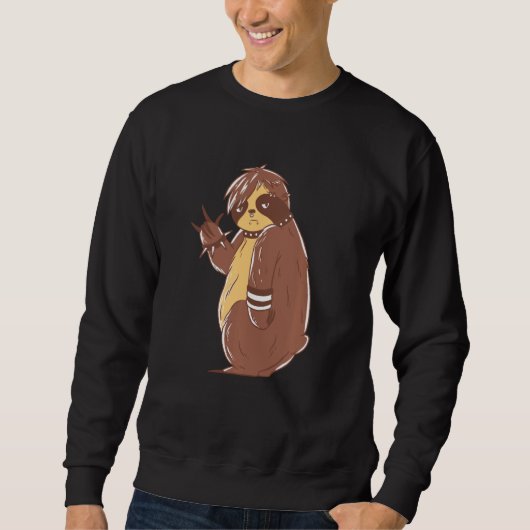 Emo Sloth Funny Rock and Roll Sweatshirt (Vorderseite)