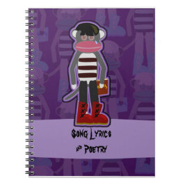 Emo Sock Monkey Cartoon Spaß Design Notizblock