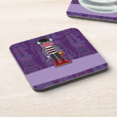 Emo Sock Monkey Lila Cartoon Art Design Getränkeuntersetzer (Linke Seite)