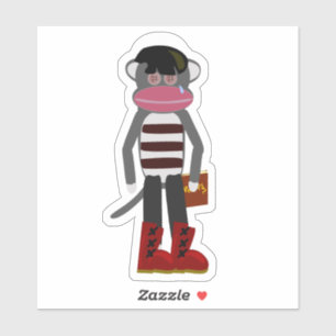 Emo Sock Monkey Lustige Traurige Cartoon Kunst Aufkleber