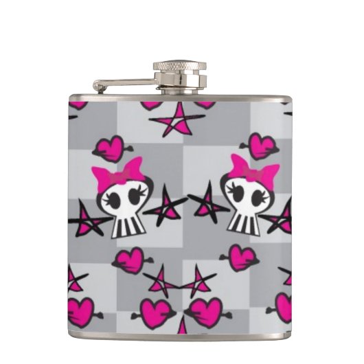 Emo-Totenkopf-Muster Flachmann (Vorderseite)
