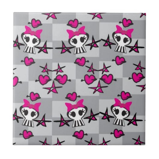 Emo-Totenkopf-Muster Fliese (Vorderseite)