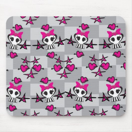 Emo-Totenkopf-Muster Mousepad (Vorne)