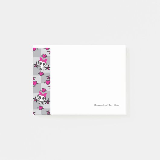 Emo-Totenkopf-Muster Post-it Klebezettel (Vorderseite)