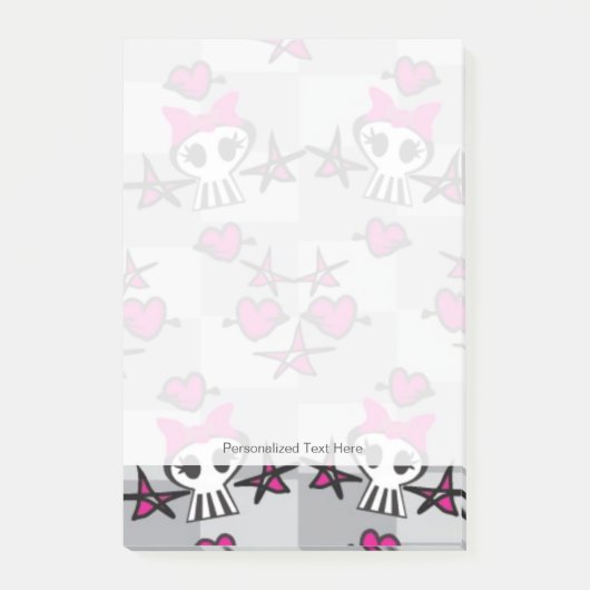 Emo-Totenkopf-Muster Post-it Klebezettel (Vorderseite)