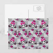 Emo-Totenkopf-Muster Postkarte (Vorne/Hinten)