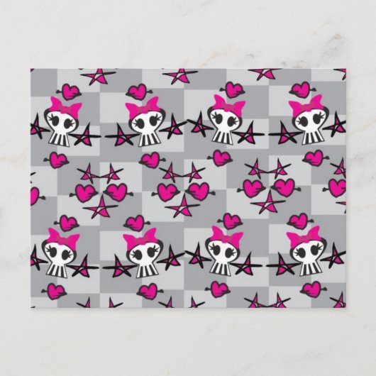 Emo-Totenkopf-Muster Postkarte (Vorderseite)